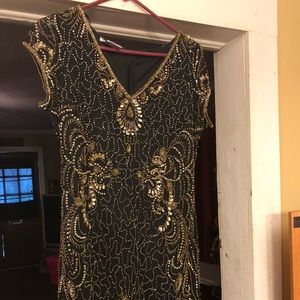 Black and gold cocktail dress